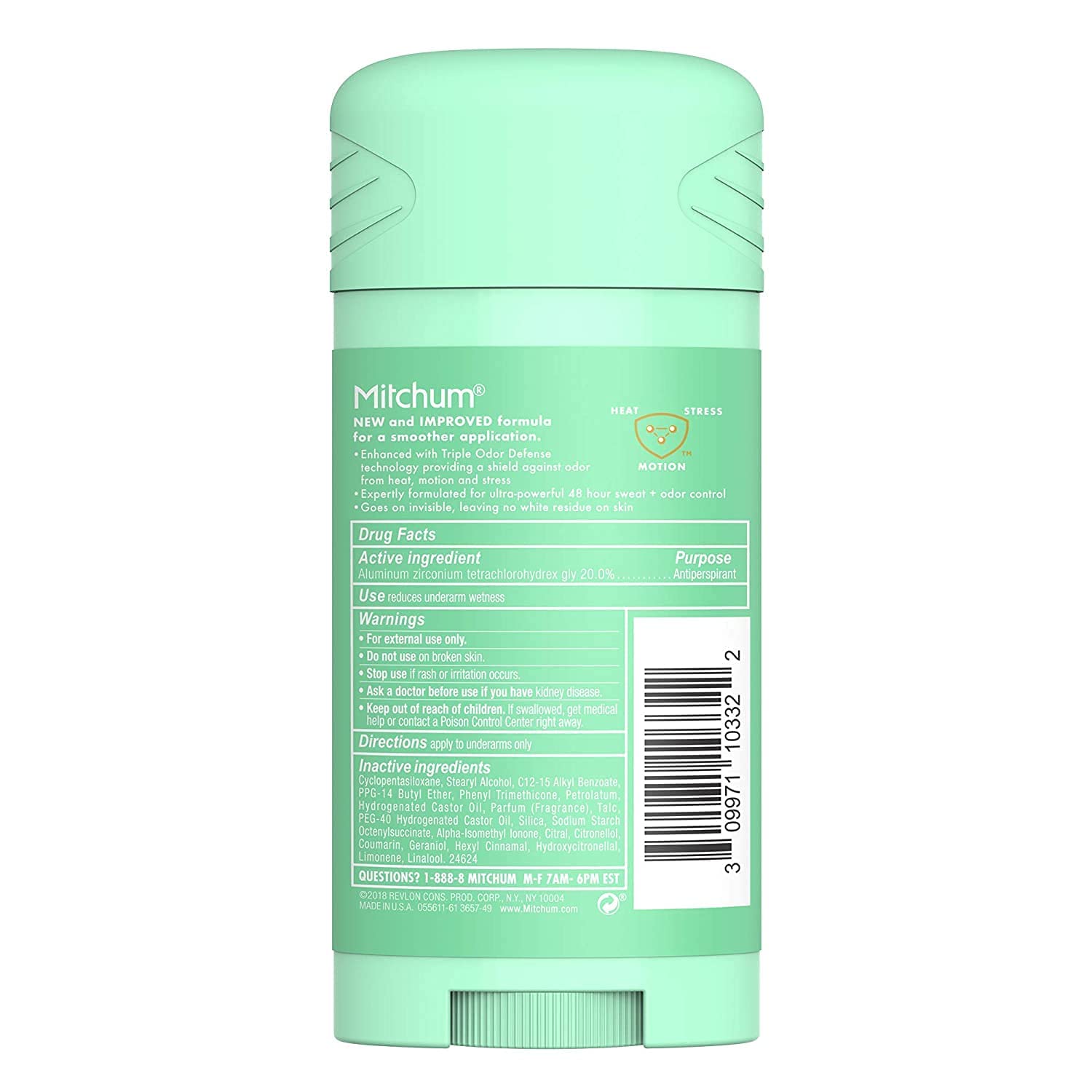 Mitchum Women Triple Odor Defense invisible solid cap close-up showing fast-drying formula
