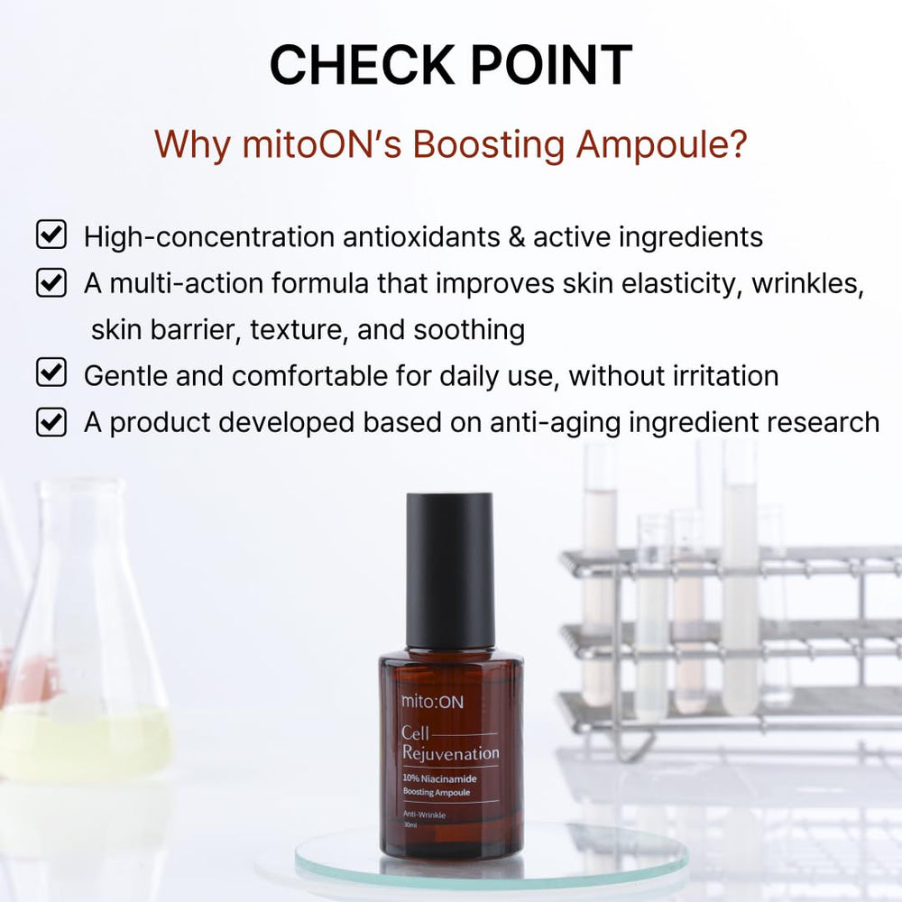mito:ON compact 30 ml bottle for on-the-go skincare.