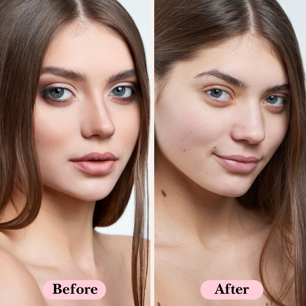 mivida wipe being used on face for quick refreshing cleanse.