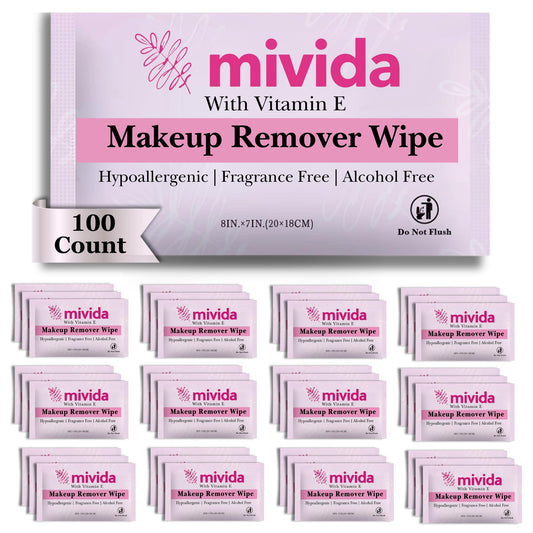 mivida makeup remover wipe single, fragrance-free, on-the-go cleansing convenience.