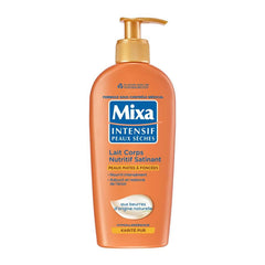 Mix Bebe Nourishing Satin Body Milk bottle pour for instant hydration and matte skin.