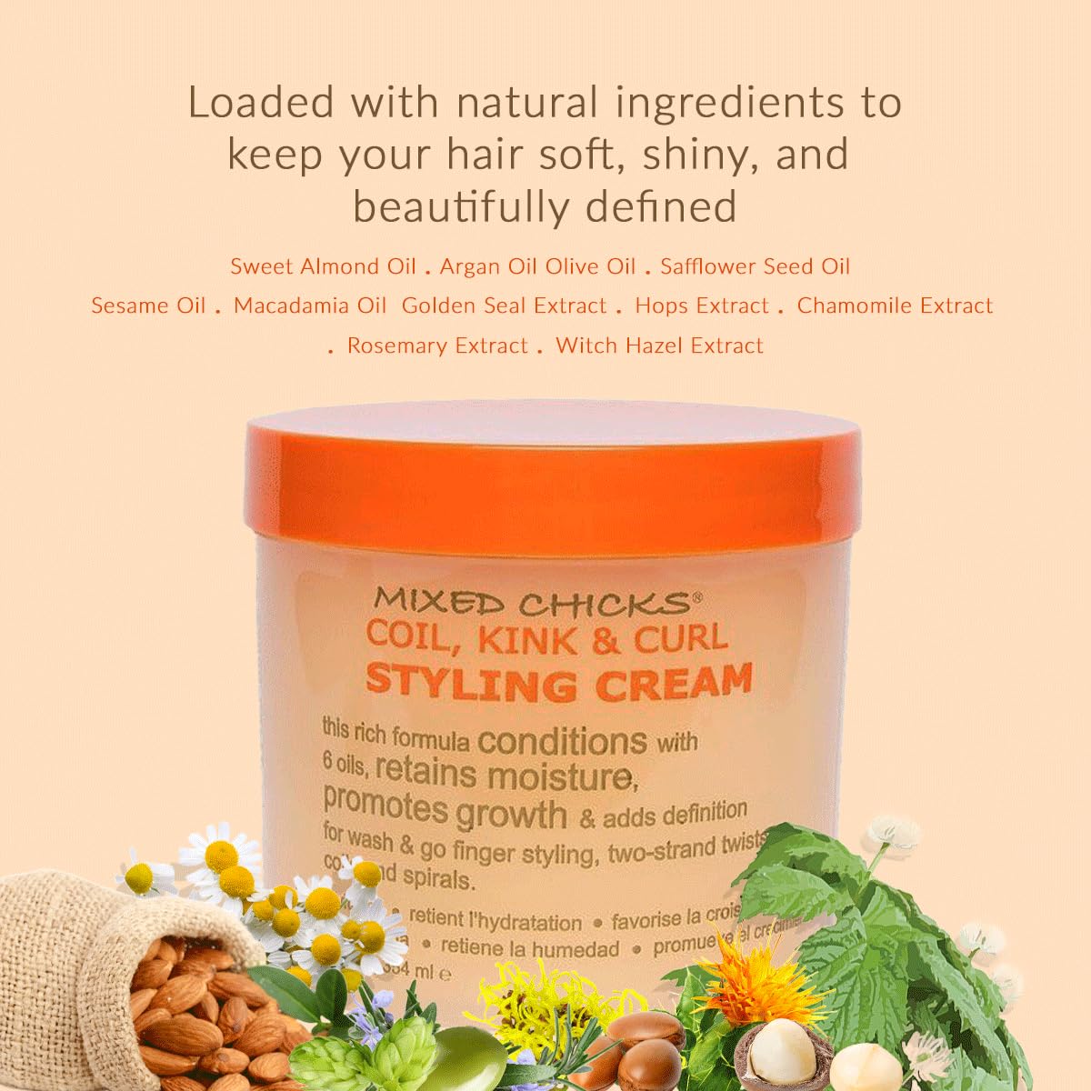Application on coils and curls with Mixed Chicks for easy shaping and moisture lock.