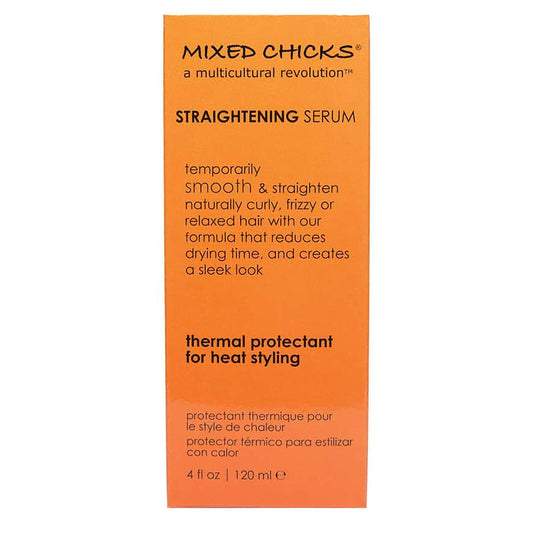 Mixed Chicks straightening serum front bottle for thermal protection during styling