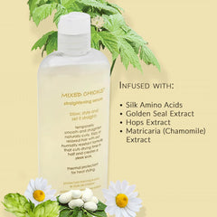 Mixed Chicks straightening serum palm application for quick even distribution