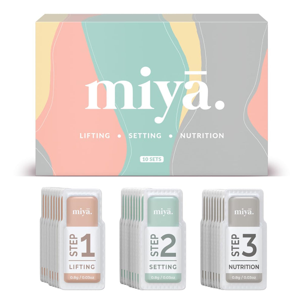 Miya Lash 2in1 lotion bottle shows fast-acting lash lift and brow lamination potential