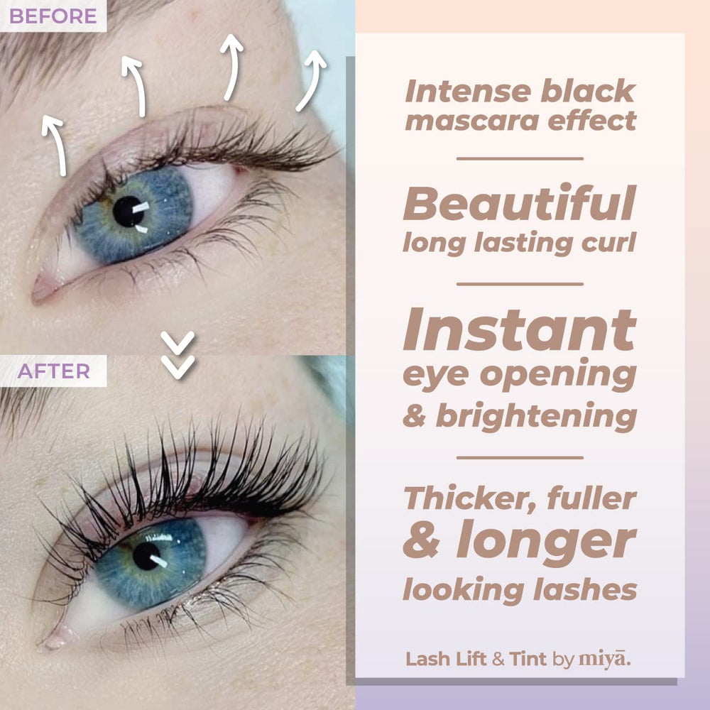 Lashes lifted with MIYA LASH for darker, defined look