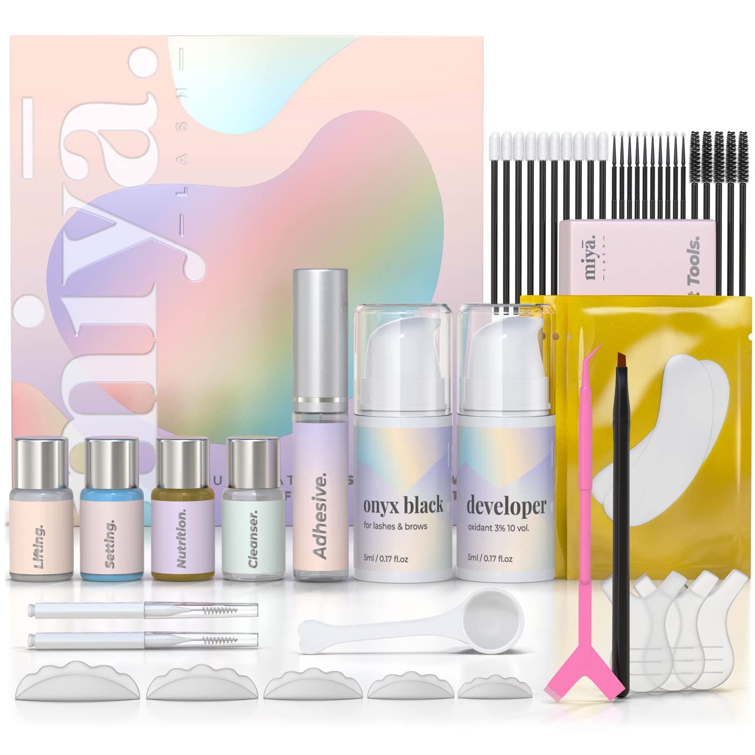 MIYA LASH kit box with all-in-one tools for at-home keratin lift