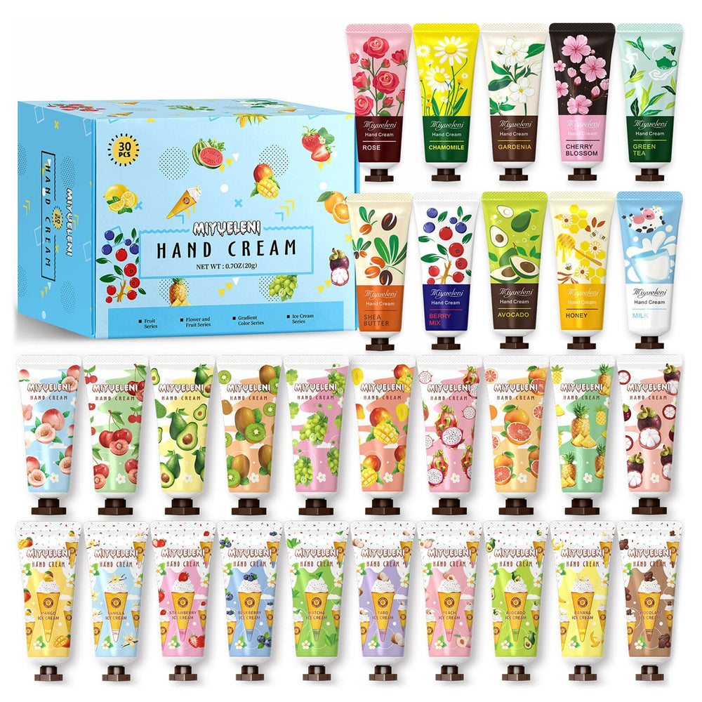 MIYUELENI hand cream set with cherry blossom scent for daily moisture on the go.