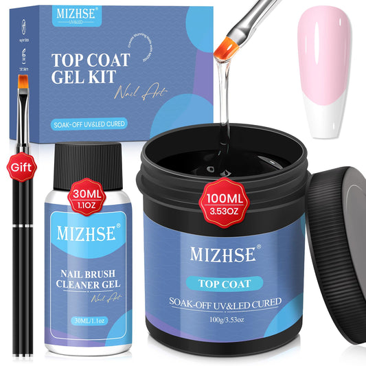 MIZHSE 100ml no-wipe top coat bottle delivers long-lasting shine.
