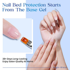 MIZHSE base coat on nail demonstrates a smooth foundation.