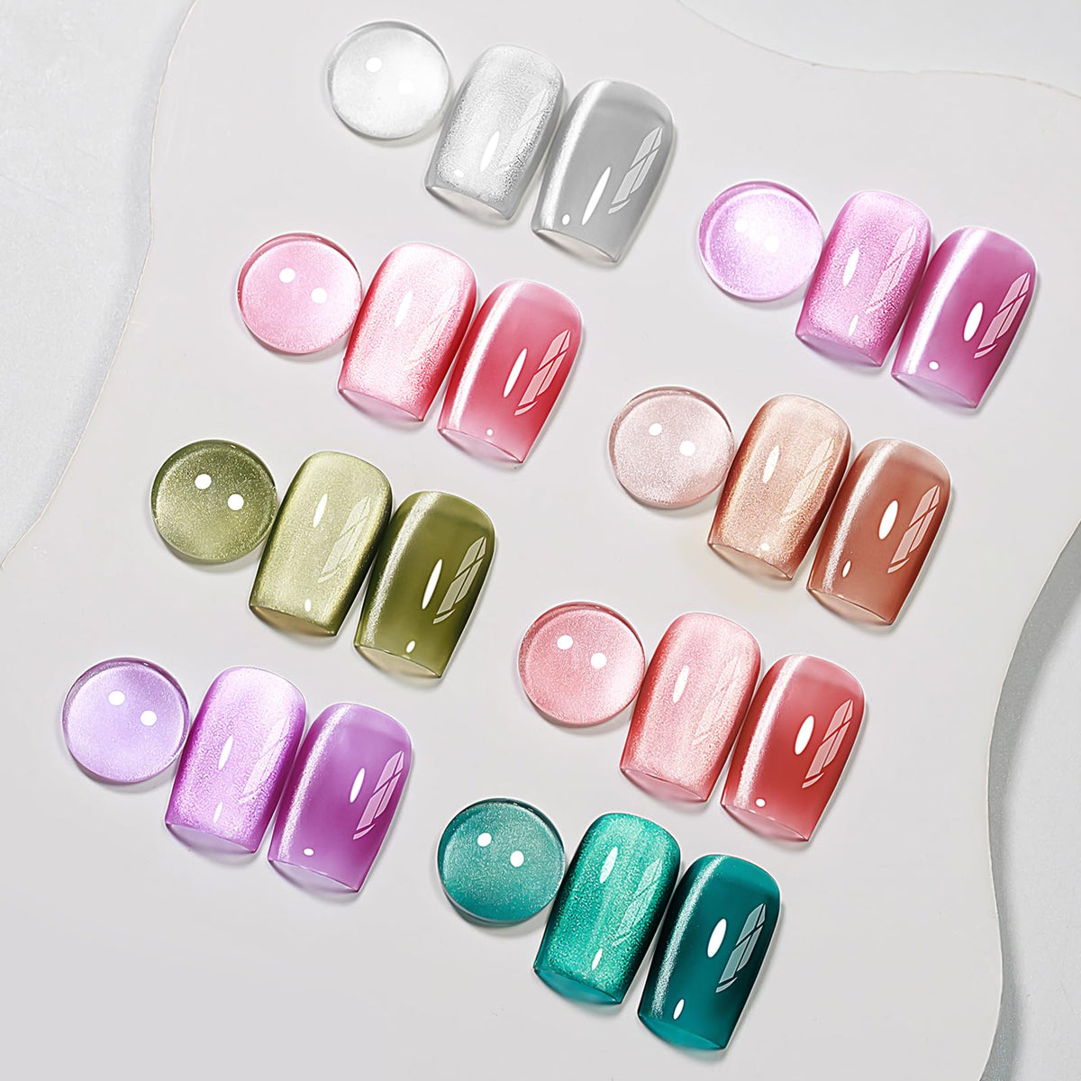MIZHSE cat eye gel nail polish set with eight colors for chic at-home manicures.