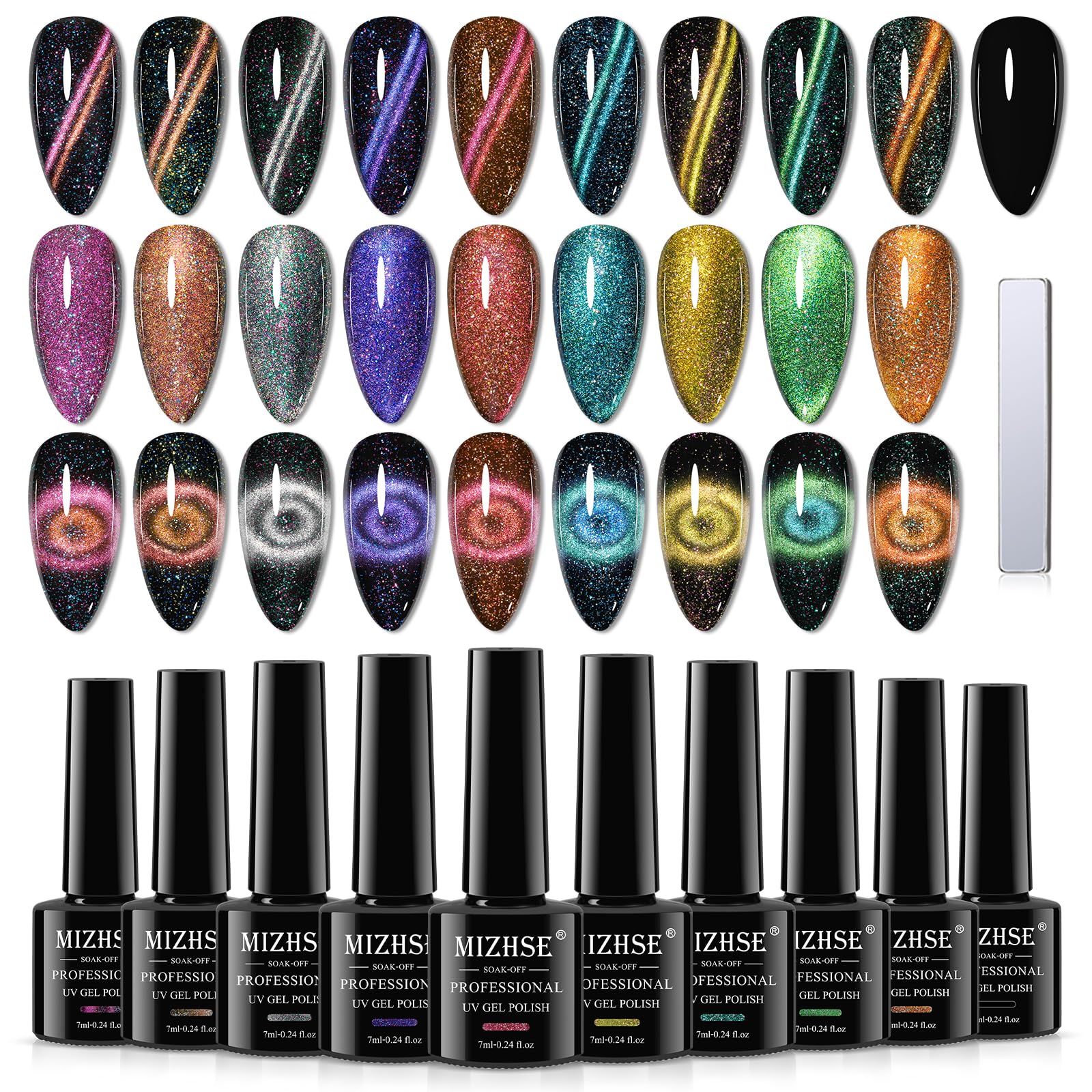MIZHSE cat eye gel polish rose galaxy shows shifting shimmer for chic nails