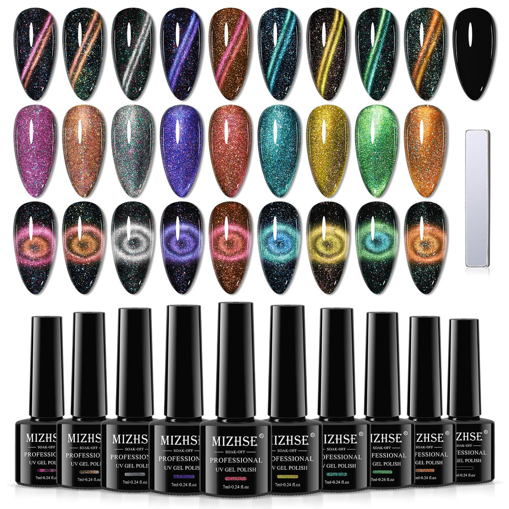 MIZHSE cat eye gel polish rose galaxy shows shifting shimmer for chic nails