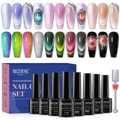 MIZHSE cat-eye gel polish kit with magnet stick for at-home salon-quality nails