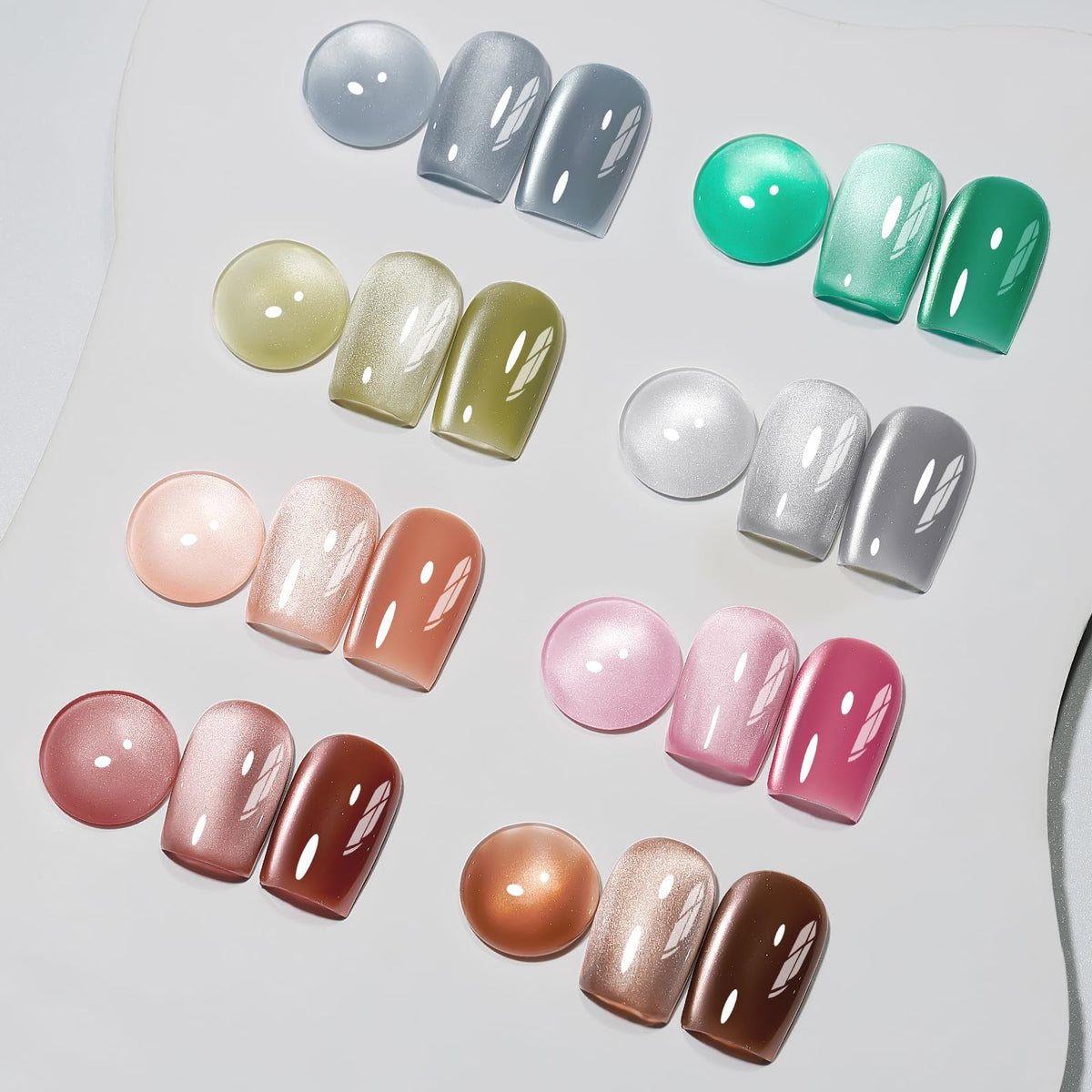 MIZHSE Cat Eye Kit with eight colors for chic nail designs.