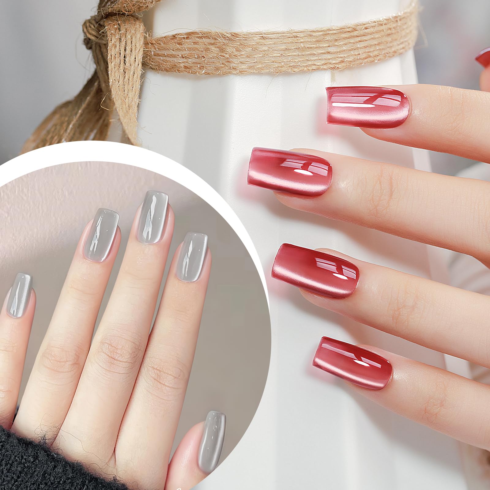 MIZHSE cat eye gel polish close-up reveals glassy finish and holographic shimmer