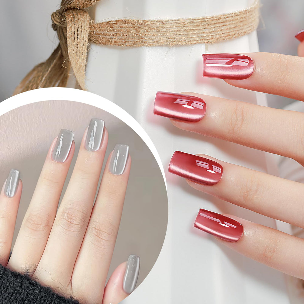 MIZHSE cat eye gel polish close-up reveals glassy finish and holographic shimmer