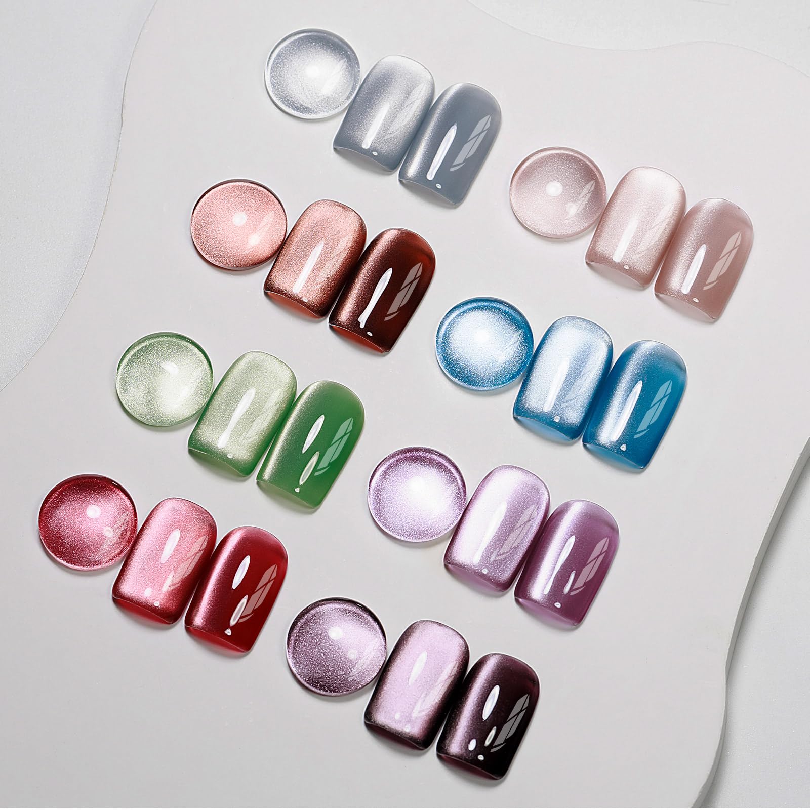MIZHSE Cat Eye Kit packaging shows eight colors for at home nail art inspiration