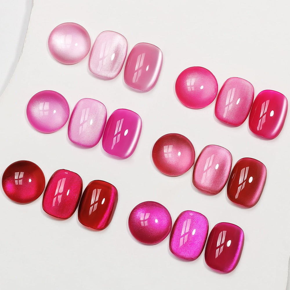 MIZHSE cat eye pink gel polish with magnet stick for quick cat eye nails.