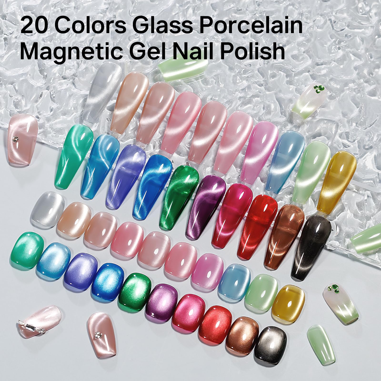 MIZHSE crystalline jelly colors catch light with radiant shine.