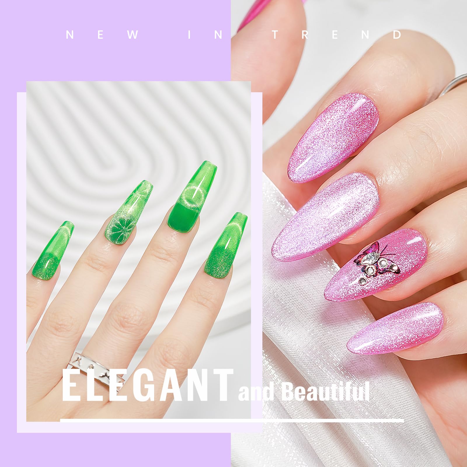 MIZHSE easy DIY application guide for magnetic cat eye nails