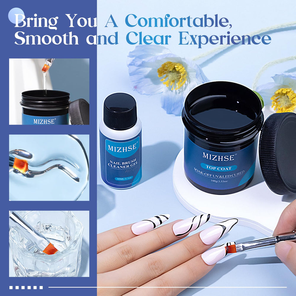 MIZHSE gel top coat application boosts durability and shine.