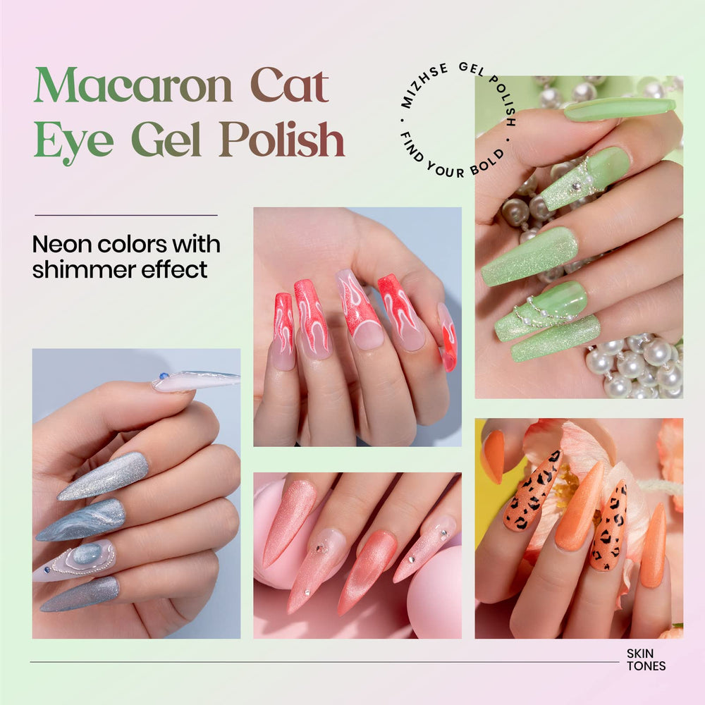 MIZHSE glow-orange cat eye nail polish for bold nails.