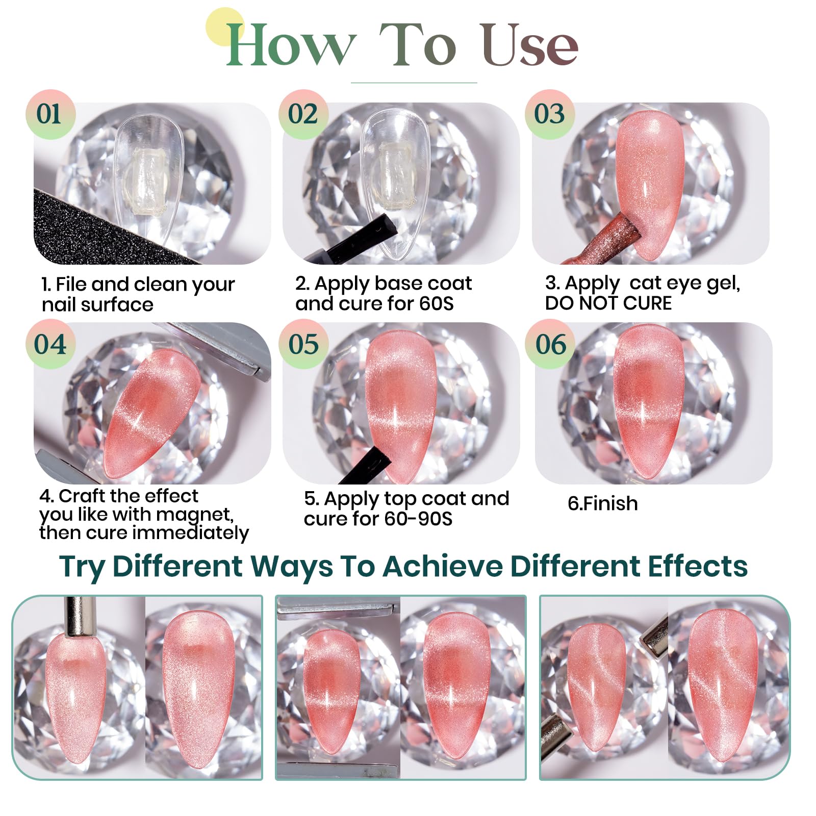 MIZHSE magnet stick included to craft cat eye effects on nails.