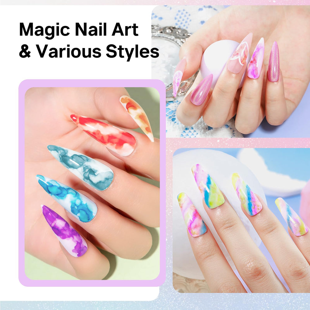 MIZHSE Marble Ink nails application steps guide supports easy at-home DIY