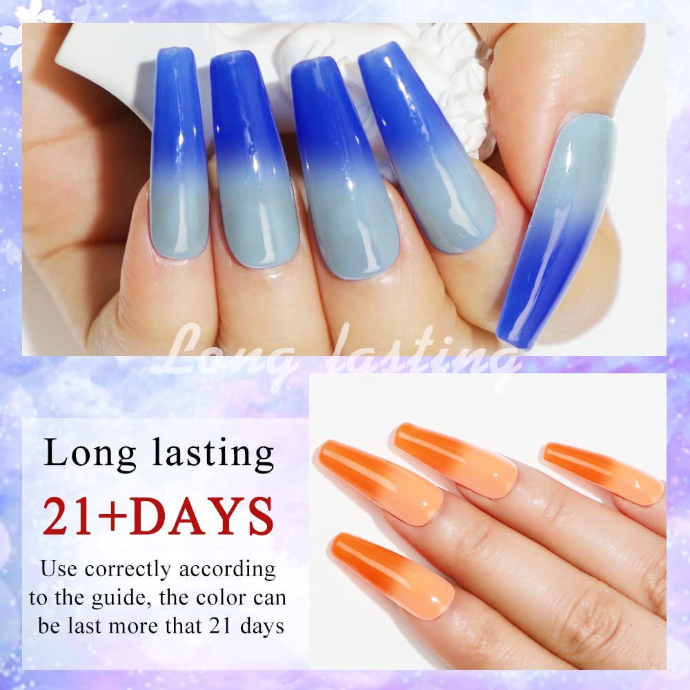 MIZHSE Mood orange color-changing nail polish enhances party nails with luminous finish.