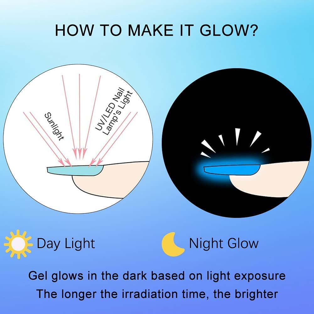 MIZHSE Mood glow-in-the-dark nail polish set for striking nighttime looks.