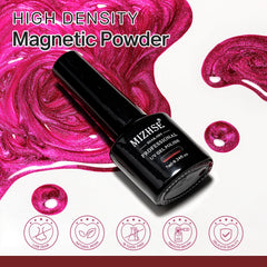 MIZHSE neon hot pink cat eye gel polish displayed for salon-quality nails.