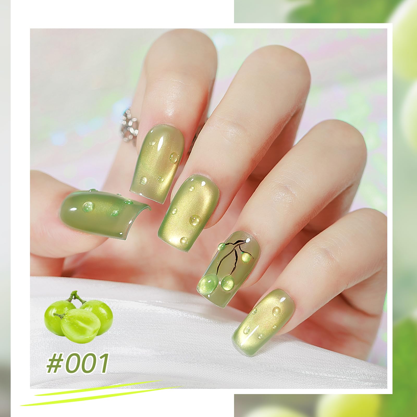 MIZHSE neon yellow cat-eye color brightens nails with magnetic shimmer