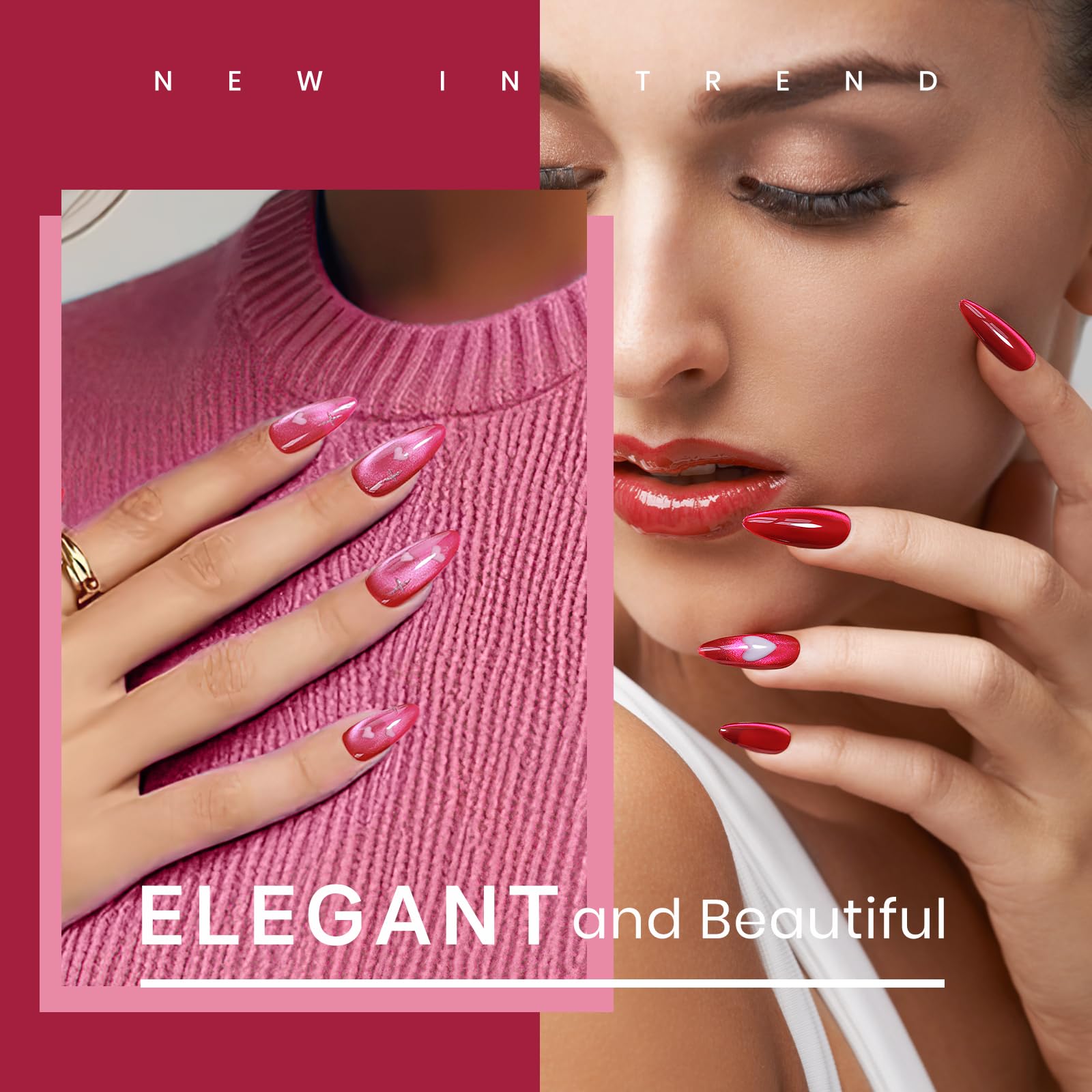 Soak-off gel polish with base and top coat by MIZHSE under lamp.