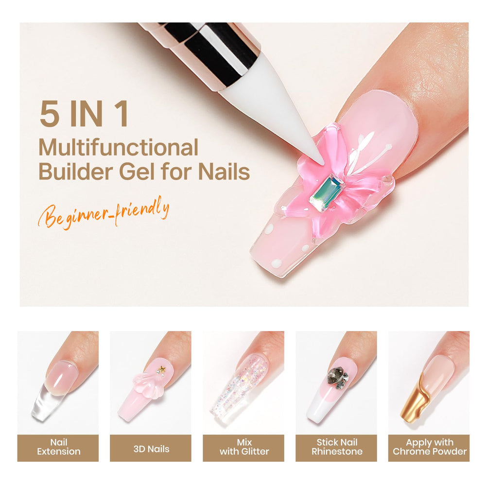 MIZHSE solid builder gel pink bottle for soft rose hue