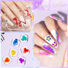 MIZHSE gold-blue-purple swirl image shows quick-dry formula for at-home nail art.