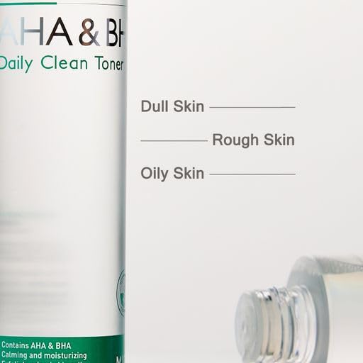 Focused view of pores on skin with MIZON AHA&BHA Daily Clean Toner in use.