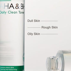 Focused view of pores on skin with MIZON AHA&BHA Daily Clean Toner in use.