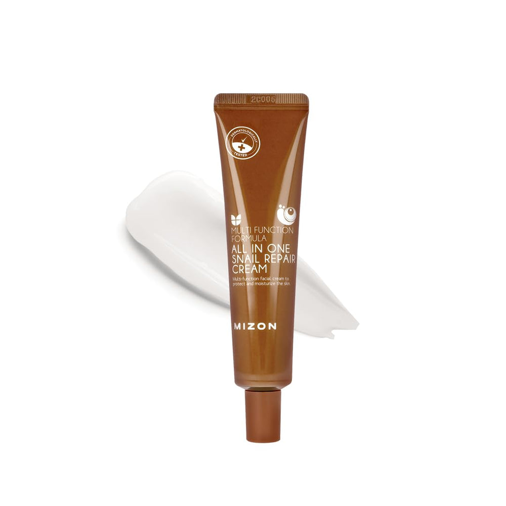 MIZON All-in-One Snail Repair Cream bottle showing lightweight hydration for daily use