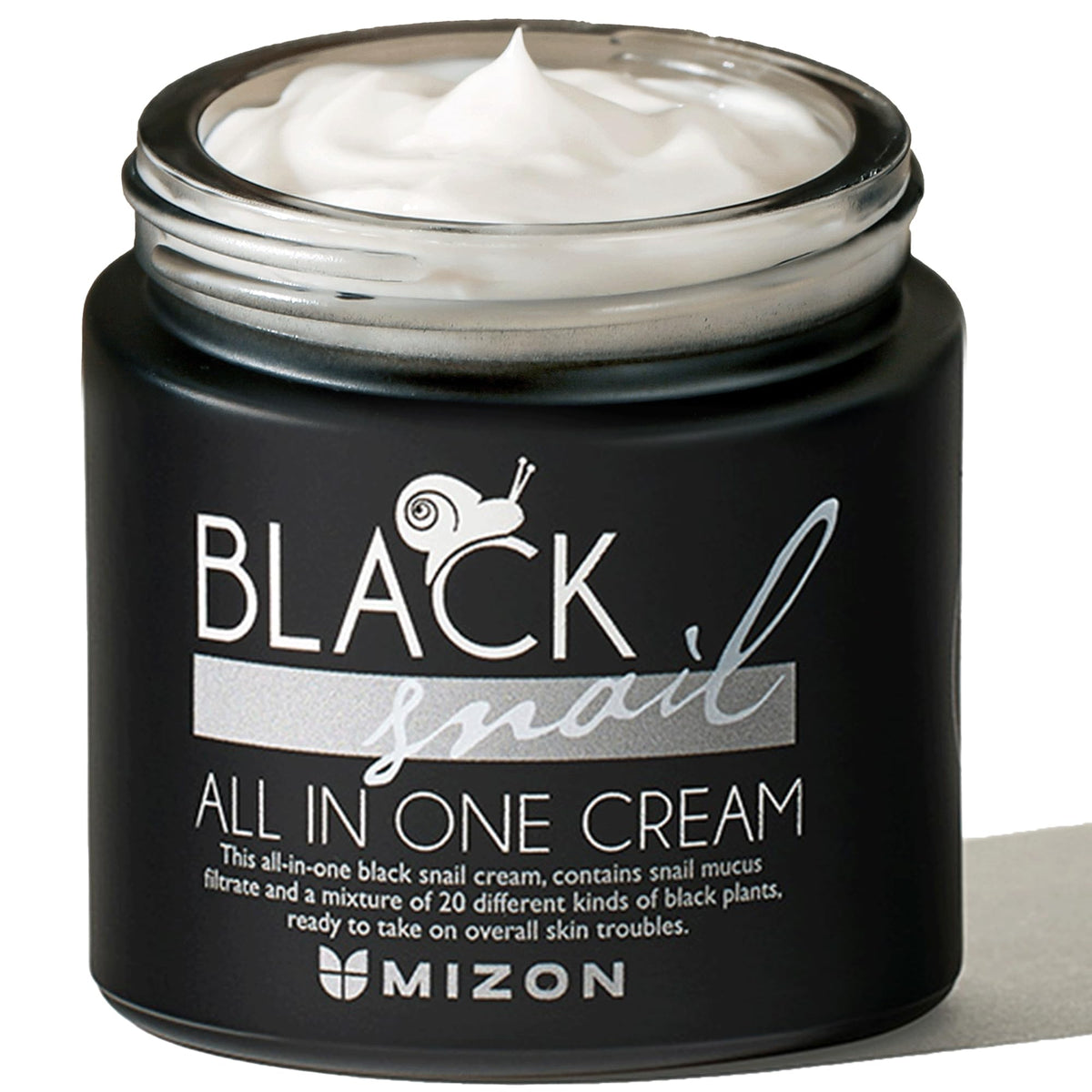 MIZON Black Snail All In One Cream bottle highlighting premium packaging for hydration