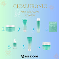 Daily skincare routine with Mizon Cicaluronic Cleansing Balm as a quick cleanse.