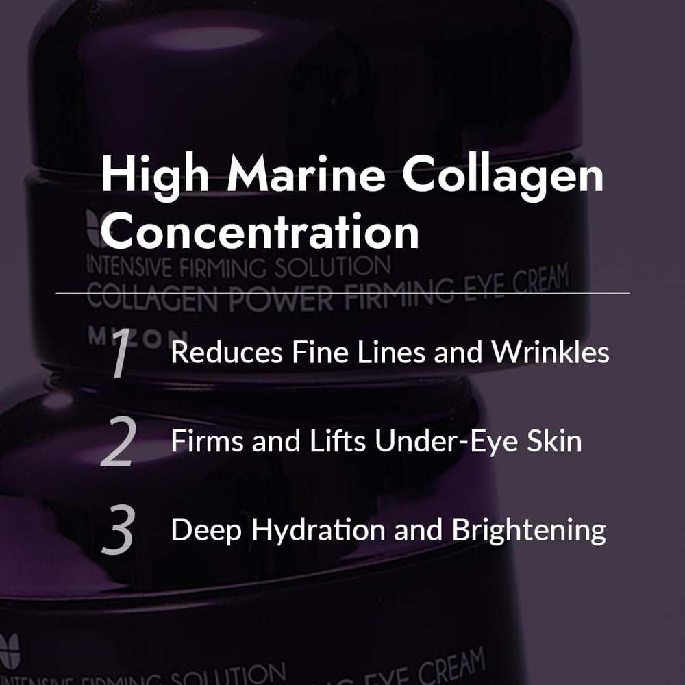 MIZON Collagen Power Firming Eye Cream packaging label signaling premium eye care