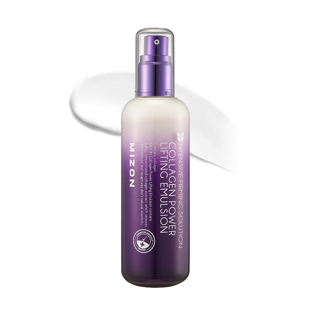 MIZON Collagen Power Lifting Emulsion bottle delivering deep hydration