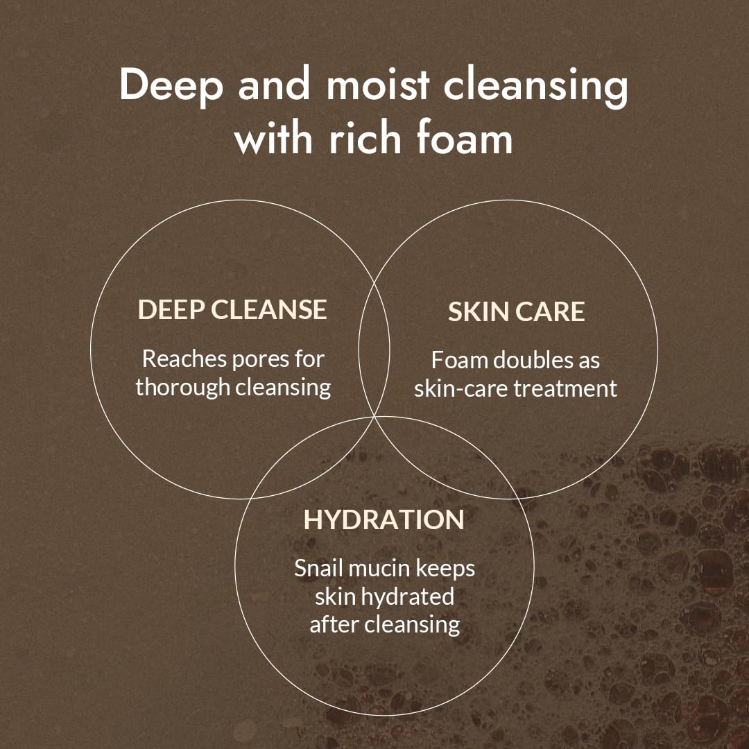 Cream-to-foam texture visual emphasizes soft exfoliation and pore care.