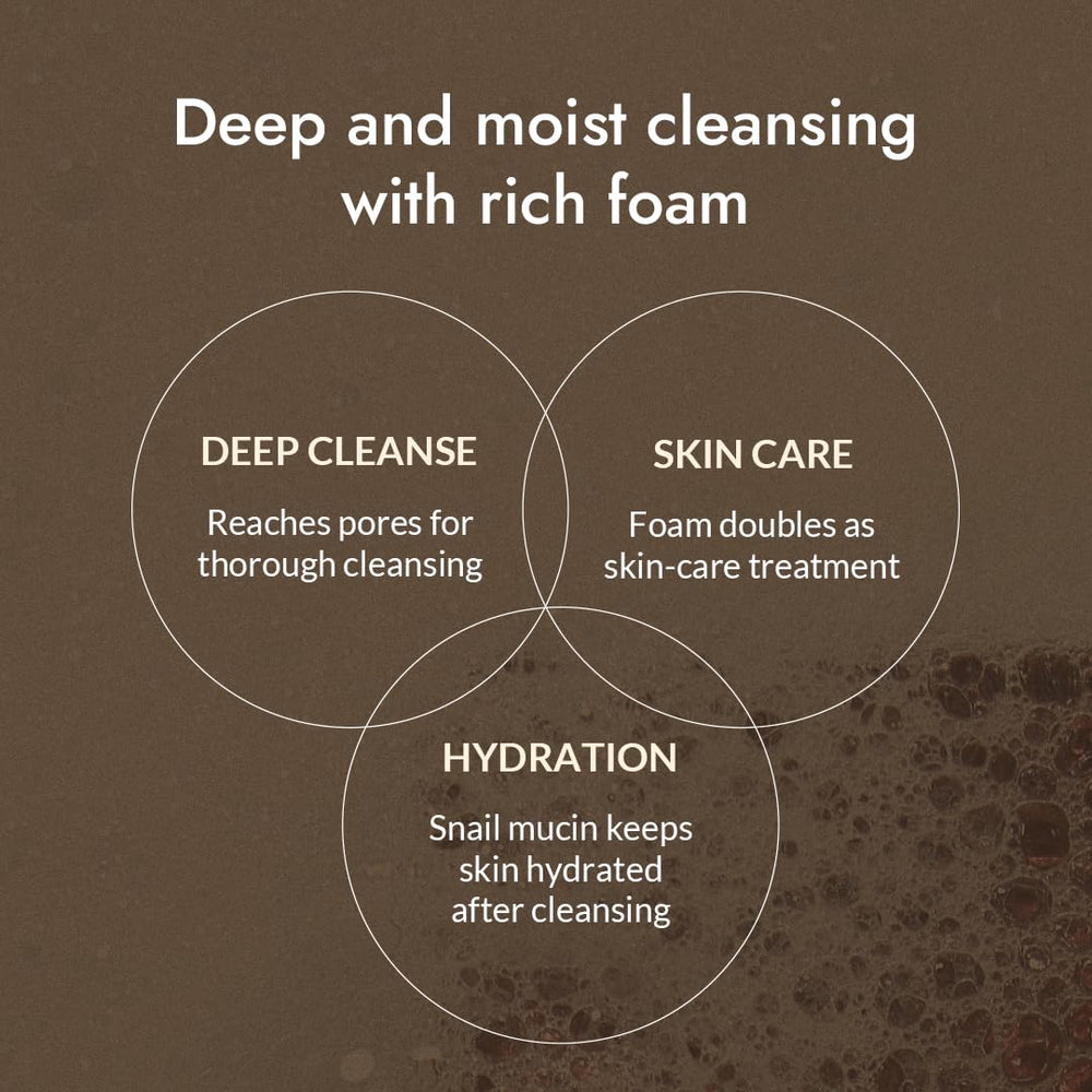 Cream-to-foam texture visual emphasizes soft exfoliation and pore care.