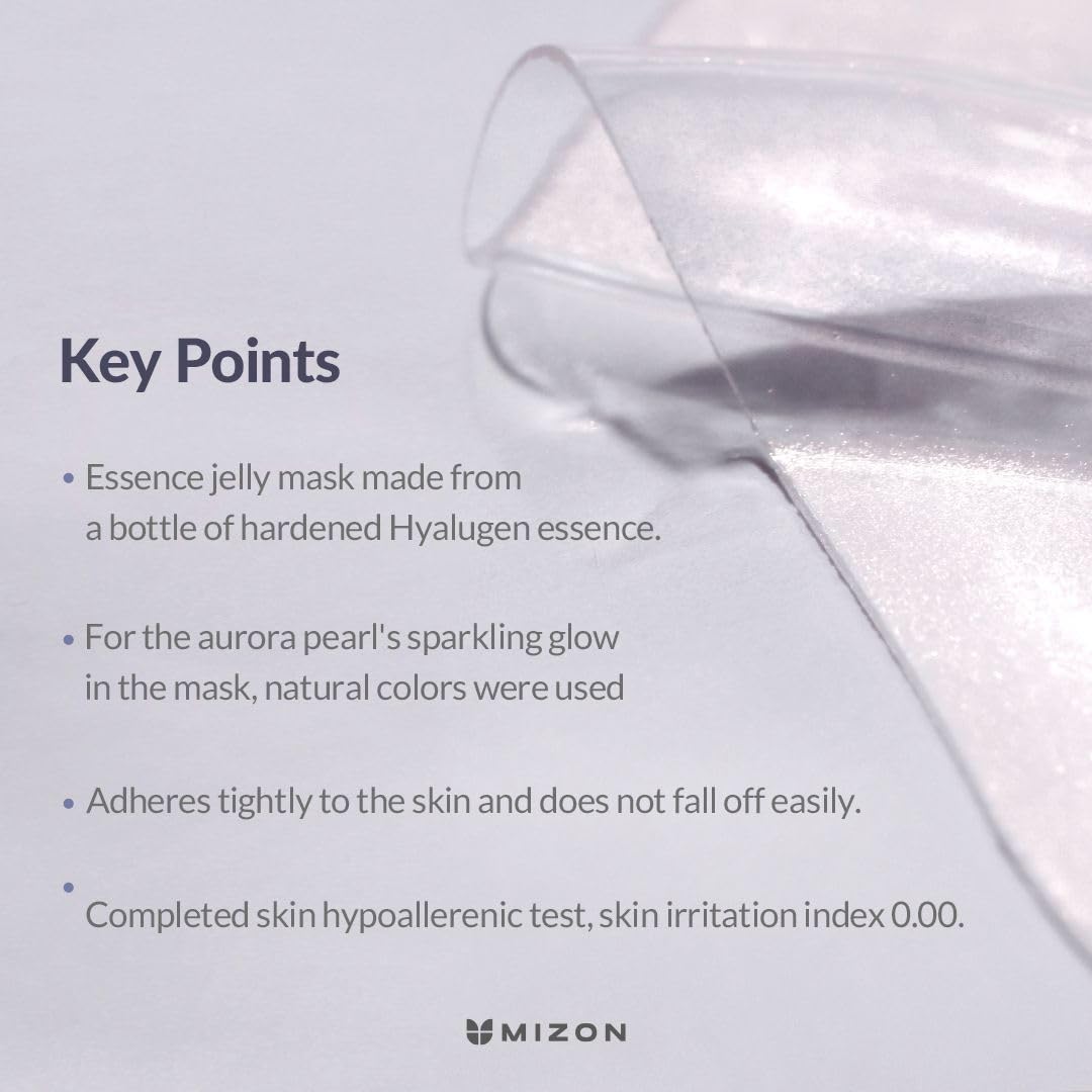 MIZON Hyalugen Pearl Jelly Mask being applied to the face for soothing care