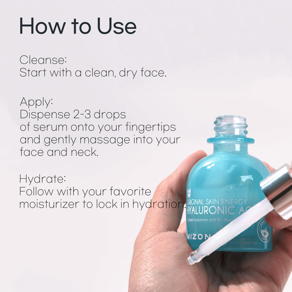 MIZON Hyaluronic Acid 100 Serum on skin with glow finish for radiant look.