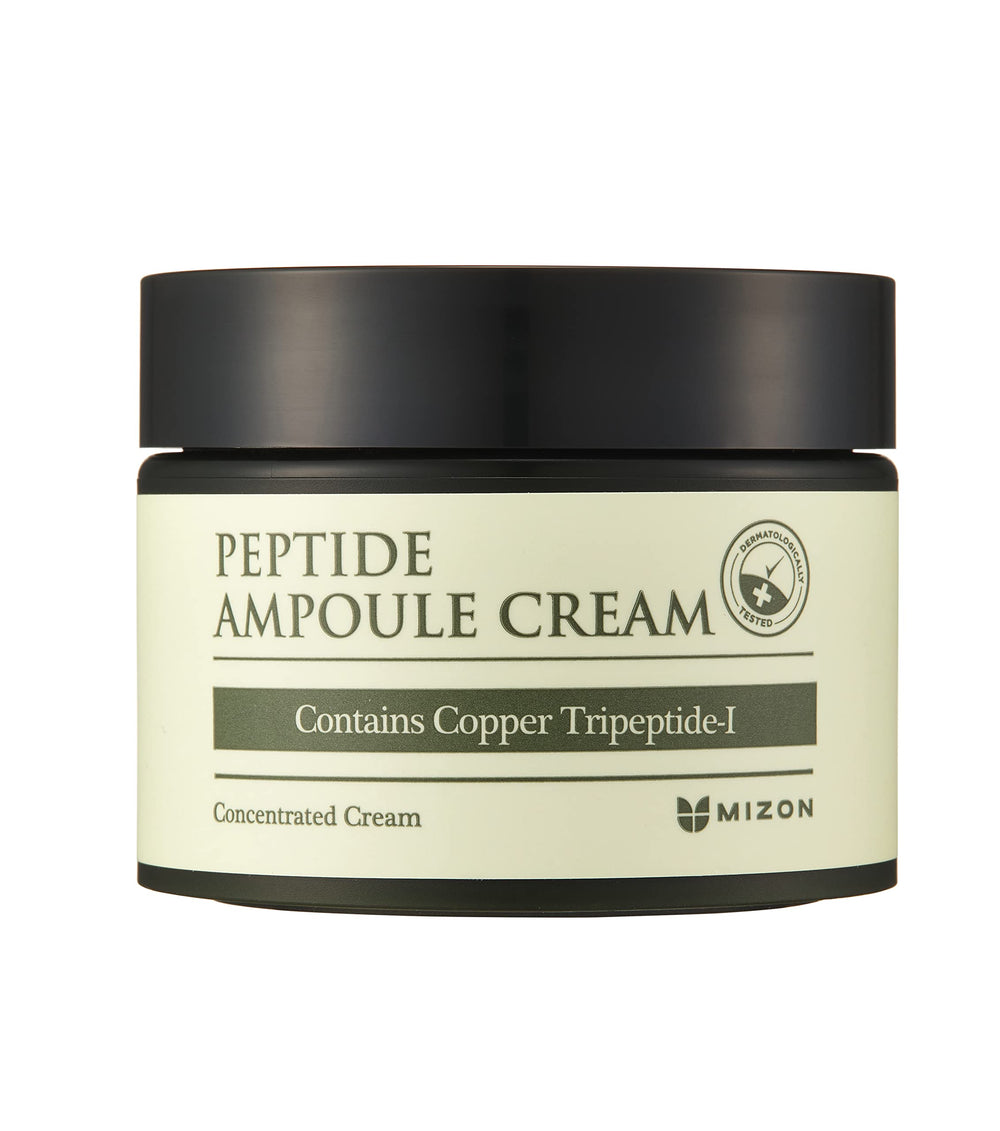 MIZON peptide ampoule face cream lavender bottle illustrates soothing, moisturizing daily care