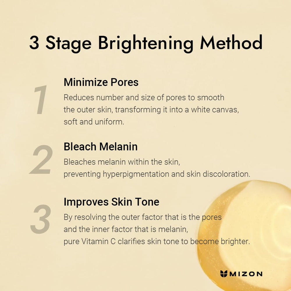MIZON Real Vitamin C Ampoule no-water-added formula preserves stability.