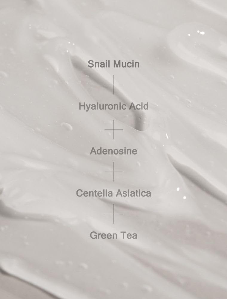 MIZON snail mucin graphic illustration highlighting repair and smoothing potential.